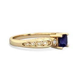 Sapphire Filligree Scroll Square 14K Yellow Gold ring R2430