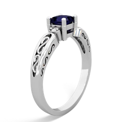 Sapphire Filligree Scroll Square 14K White Gold ring R2430