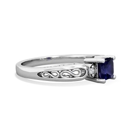 Sapphire Filligree Scroll Square 14K White Gold ring R2430