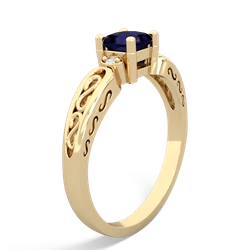 Sapphire Filligree Scroll Square 14K Yellow Gold ring R2430