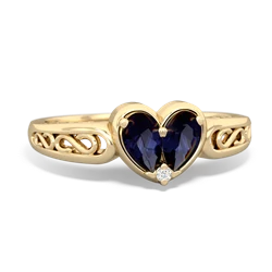 Sapphire Filligree 'One Heart' 14K Yellow Gold ring R5070