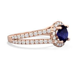 Thumbnail for Sapphire Pave Halo 14K Rose Gold ring R5490 - hand 1 view