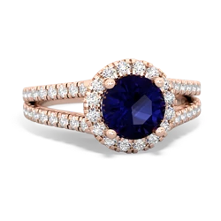 Thumbnail for Sapphire Pave Halo 14K Rose Gold ring R5490 - top view