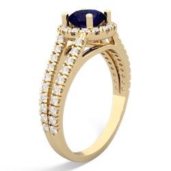 Sapphire Pave Halo 14K Yellow Gold ring R5490