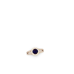 Thumbnail for Sapphire Pave Halo 14K Yellow Gold ring R5490 - profile view