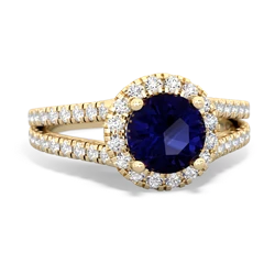 Thumbnail for Sapphire Pave Halo 14K Yellow Gold ring R5490 - top view