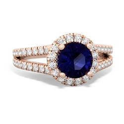 Sapphire Pave Halo 14K Rose Gold ring R5490