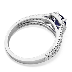 Sapphire Pave Halo 14K White Gold ring R5490