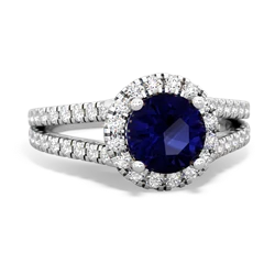 Sapphire Pave Halo 14K White Gold ring R5490