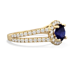 Sapphire Pave Halo 14K Yellow Gold ring R5490