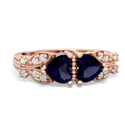 Sapphire Diamond Butterflies 14K Rose Gold ring R5601