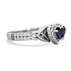 Sapphire Celtic Knot Two Hearts As One 14K White Gold ring R2644HRT