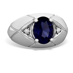 Thumbnail for Sapphire Men's 14K White Gold ring R0361 - top view