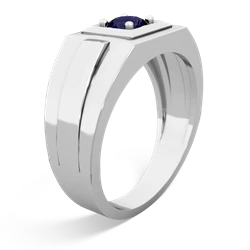 Sapphire Men's Squared Circle 14K White Gold ring R0480