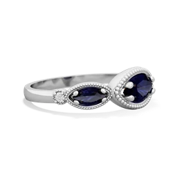 Sapphire Milgrain Marquise 14K White Gold ring R5700