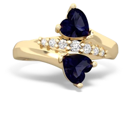 Sapphire Heart To Heart 14K Yellow Gold ring R2064