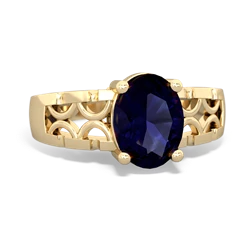 Sapphire Art Deco Filigree 14K Yellow Gold ring R2322