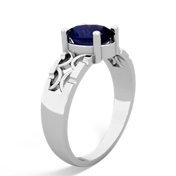 Sapphire Art Deco Filigree 14K White Gold ring R2322