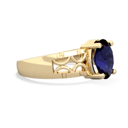 Sapphire Art Deco Filigree 14K Yellow Gold ring R2322