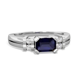 Sapphire Art Deco East-West 14K White Gold ring R2590