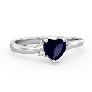 Sapphire Delicate Heart 14K White Gold ring R0203