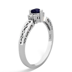 Sapphire Filligree Scroll Heart 14K White Gold ring R2429