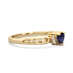 Sapphire Filligree Scroll Heart 14K Yellow Gold ring R2429