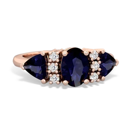 Sapphire Antique Style Three Stone 14K Rose Gold ring R2186