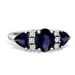 Sapphire Antique Style Three Stone 14K White Gold ring R2186