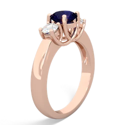 Sapphire Diamond Three Stone Round Trellis 14K Rose Gold ring R4018