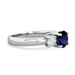 Sapphire Diamond Three Stone Round Trellis 14K White Gold ring R4018