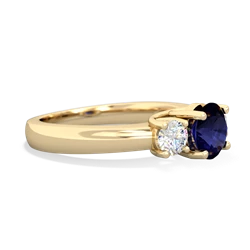 Sapphire Diamond Three Stone Round Trellis 14K Yellow Gold ring R4018