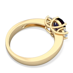 Sapphire Diamond Three Stone Round Trellis 14K Yellow Gold ring R4018