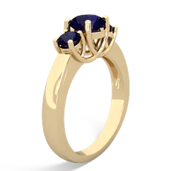 Sapphire Three Stone Round Trellis 14K Yellow Gold ring R4018