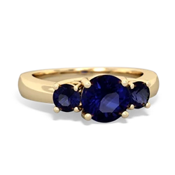 Sapphire Three Stone Round Trellis 14K Yellow Gold ring R4018