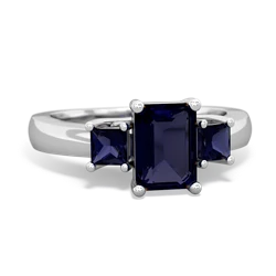 Sapphire Three Stone Emerald-Cut Trellis 14K White Gold ring R4021