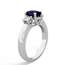 Sapphire Diamond Three Stone Oval Trellis 14K White Gold ring R4024