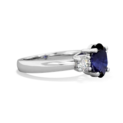 Sapphire Diamond Three Stone Oval Trellis 14K White Gold ring R4024