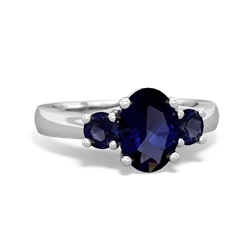 Sapphire Three Stone Oval Trellis 14K White Gold ring R4024