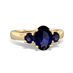 Sapphire Three Stone Oval Trellis 14K Yellow Gold ring R4024