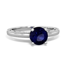 Sapphire Milgrain Filigree 14K White Gold ring R5090