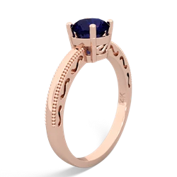 Sapphire Milgrain Filigree 14K Rose Gold ring R5090