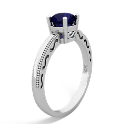 Sapphire Milgrain Filigree 14K White Gold ring R5090