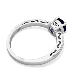 Sapphire Milgrain Filigree 14K White Gold ring R5090