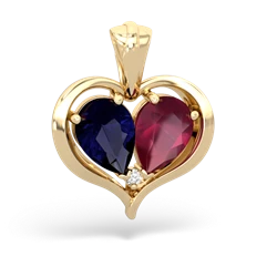 Sapphire Two Become One 14K Yellow Gold pendant P5330