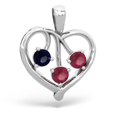 Sapphire Glowing Heart 14K White Gold pendant P2233