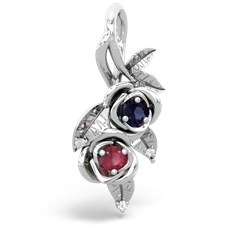 Sapphire Rose Vine 14K White Gold pendant P5680