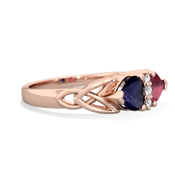 Sapphire Celtic Knot Double Heart 14K Rose Gold ring R5040