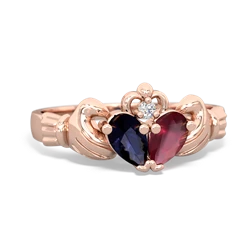 Sapphire 'Our Heart' Claddagh 14K Rose Gold ring R2388