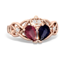 Sapphire 'One Heart' Celtic Knot Claddagh 14K Rose Gold ring R5322